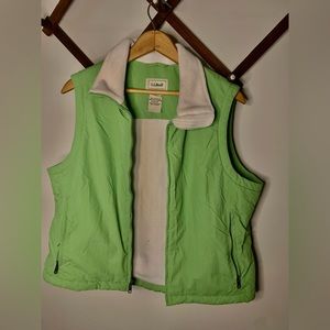 Women’s L.L.Bean fleece lined vest in lime green